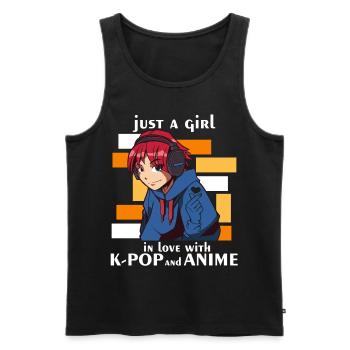 Nur ein Mädchen, das in Kpop und koreanische Anime - Männer Premium Bio Tank Top - Schwarz - Vorne - Michal (187cm)