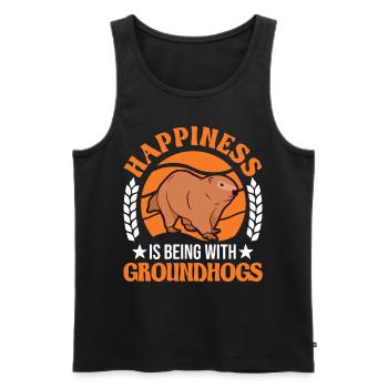 Happiness is being with Groundhogs Marmot - Men's Premium Organic Tank Top - black - Front - Michal (187cm)