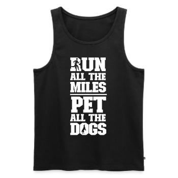 Running Runner Demi-Marathon Chien - Débardeur bio Premium Homme - noir - Devant - AI Model Male 178 light (178cm)