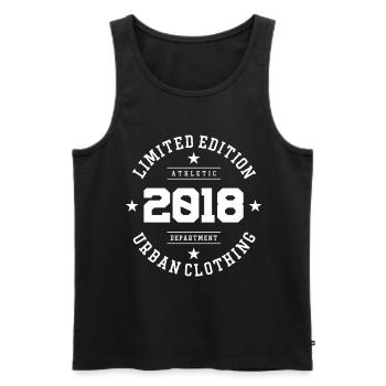 Vintage Anniversaire Anniversaire Rétro 2018 Limité - Débardeur bio Premium Homme - noir - Devant - AI Model Male 178 light (178cm)
