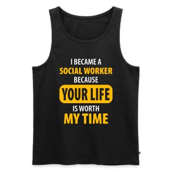 Soziale Arbeit - Männer Premium Bio Tank Top - Schwarz - Vorne - AI Model Male 178 light (178cm)