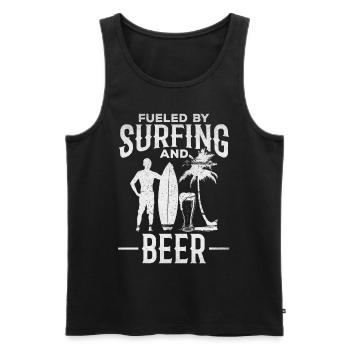 Surfer angetrieben durch Surfen und Bier Lustiger - Männer Premium Bio Tank Top - Schwarz - Vorne - Michal (187cm)