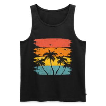 été plage palmier cocotier - Débardeur bio Premium Homme - noir - Devant - AI Model Male 178 light (178cm)