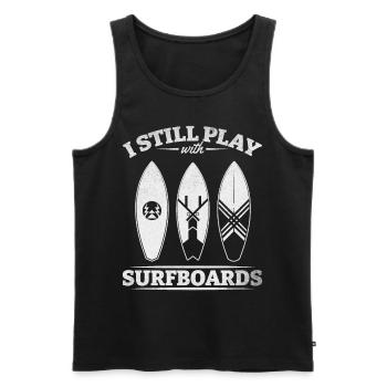 Wassersurfer Ich spiele immer noch mit - Männer Premium Bio Tank Top - Schwarz - Vorne - Michal (187cm)
