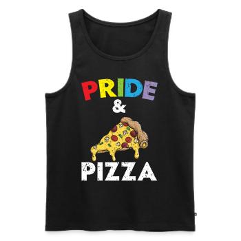 Pride et Pizza Cuisine Italienne Mangeur de Pizza LG - Débardeur bio Premium Homme - noir - Devant - AI Model Male 178 light (178cm)