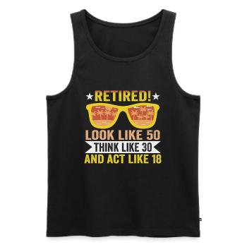Retraite Idée cadeau Retraite Collègue de travail - Débardeur bio Premium Homme - noir - Devant - Michal (187cm)