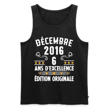 6 Ans Anniversaire Vintage Né(e) en Décembre 2016 - Débardeur bio Premium Homme - noir - Devant - Michal (187cm)