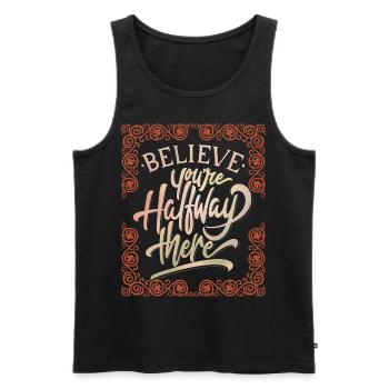 Optimistic motivational saying, typography - Men's Premium Organic Tank Top - black - Front - AI Model Male 178 light (178cm)