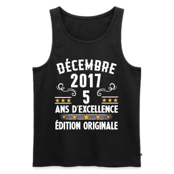 5 Ans Anniversaire Vintage Né(e) en Décembre 2017 - Débardeur bio Premium Homme - noir - Devant - Michal (187cm)
