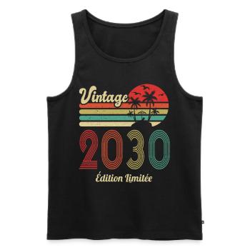 vintage 2030 Vintage Anniversaire Idée Cadeau 2030 - Débardeur bio Premium Homme - noir - Devant - Michal (187cm)