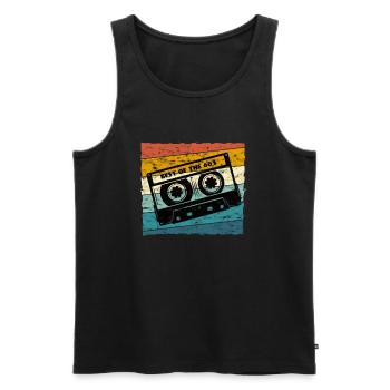 Retro Cassette - Männer Premium Bio Tank Top - Schwarz - Vorne - AI Model Male 178 light (178cm)