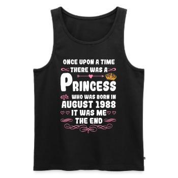 Es war einmal eine Prinzessin. August 1988 Geburts - Männer Premium Bio Tank Top - Schwarz - Vorne - Michal (187cm)