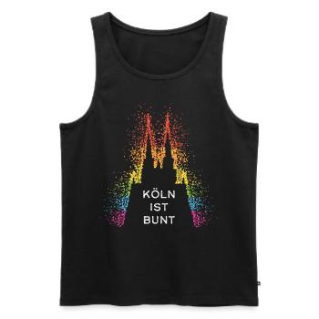 Kölner Dom Regenbogenfahne Gay LGBTQ Pride - Männer Premium Bio Tank Top - Schwarz - Vorne - Michal (187cm)