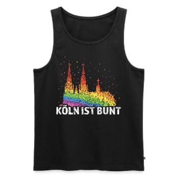 Kölner Dom Regenbogenfahne Pride LGBTQ Homosexuell - Männer Premium Bio Tank Top - Schwarz - Vorne - Michal (187cm)