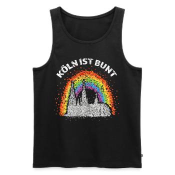 Kölner Dom Regenbogenfahne Transgender Homosexuell - Männer Premium Bio Tank Top - Schwarz - Vorne - Michal (187cm)