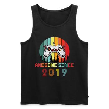 Awesome Since 2019 Birthday 2019 Vintage 2019 - Men's Premium Organic Tank Top - black - Front - AI Model Male 178 light (178cm)