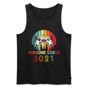 Awesome Since 2021 Birthday 2021 Vintage 2021 - Men's Premium Organic Tank Top - black - Front - AI Model Male 178 light (178cm)