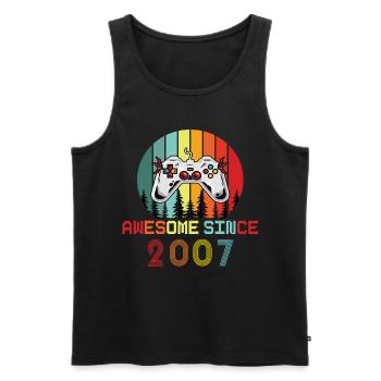 Awesome Since 2007 Birthday 2007 Vintage 2007 - Men's Premium Organic Tank Top - black - Front - AI Model Male 178 light (178cm)