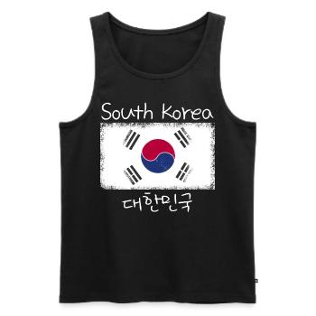 Vintage National Südkorea Flagge Korean Hangul - Männer Premium Bio Tank Top - Schwarz - Vorne - Michal (187cm)