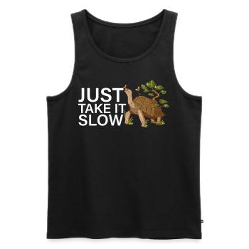 Nehmen Sie es einfach langsam süße Schildkrötenmot - Männer Premium Bio Tank Top - Schwarz - Vorne - AI Model Male 178 light (178cm)