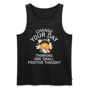 Verändere deinen Tag mit positiven Gedanken süßer - Männer Premium Bio Tank Top - Schwarz - Vorne - Michal (187cm)