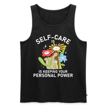 Selbstpflege hält Ihre persönliche Kraft niedlich - Männer Premium Bio Tank Top - Schwarz - Vorne - AI Model Male 178 light (178cm)