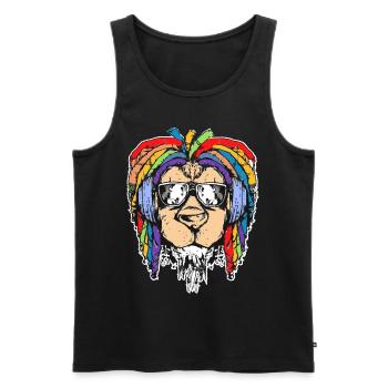 Löwenkopf Rasta Reggae Regenbogen Dreadlock Leo Zo - Männer Premium Bio Tank Top - Schwarz - Vorne - Michal (187cm)