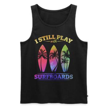 Watersurfer Surfboard Surfing Ich spiele immer - Männer Premium Bio Tank Top - Schwarz - Vorne - Michal (187cm)