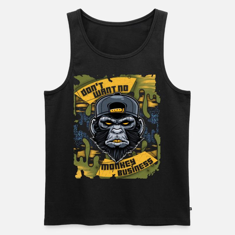 Affe, Monkey-Affe, lustiger Spruch Monkey-Business - Männer Premium Bio Tank Top - Schwarz