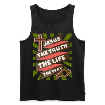 Jesus Christus Jesus-Spruch christliche Motivation - Männer Premium Bio Tank Top - Schwarz - Vorne - AI Model Male 178 light (178cm)