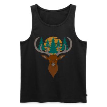 Bois de cerf rouge avec des bois de cerf - Débardeur bio Premium Homme - noir - Devant - AI Model Male 178 light (178cm)