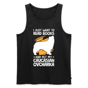 Caresser et lire Ovcharka chien caucasien - Débardeur bio Premium Homme - noir - Devant - Michal (187cm)