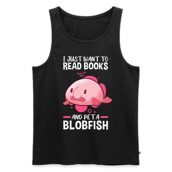Books and Blobfish Ugly Fish Meme - Men's Premium Organic Tank Top - black - Front - AI Model Male 178 light (178cm)