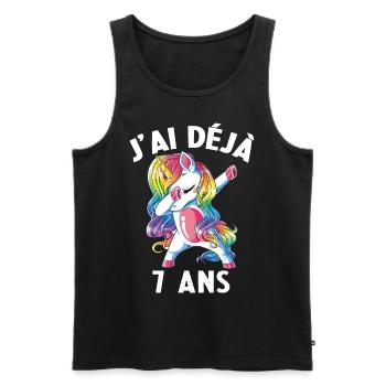 J'ai Déja 7 Ans Cadeau Anniversaire Fille Licorne - Débardeur bio Premium Homme - noir - Devant - Michal (187cm)