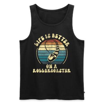 Roller Coaster Retro Vintage Life - Männer Premium Bio Tank Top - Schwarz - Vorne - Michal (187cm)