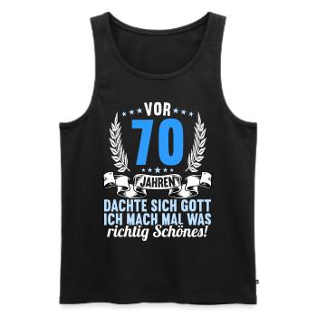 Vor 70 Jahren dachte Gott Schönes 70 Geburtstag - Männer Premium Bio Tank Top - Schwarz - Vorne - Michal (187cm)