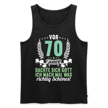 Vor 70 Jahren dachte Gott Schönes 70 Geburtstag - Männer Premium Bio Tank Top - Schwarz - Vorne - Michal (187cm)