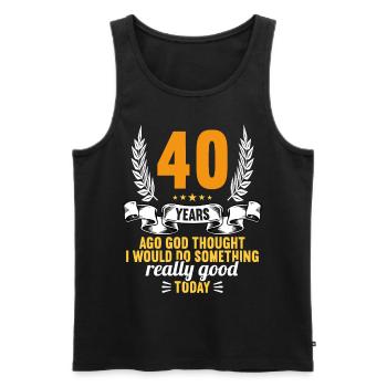 40 years ago God thought good 40 birthday - Men's Premium Organic Tank Top - black - Front - AI Model Male 178 light (178cm)