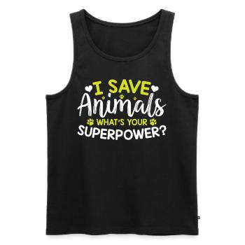 Droits des animaux - Je sauve les animaux Quelle est votre superpow - Débardeur bio Premium Homme - noir - Devant - Michal (187cm)