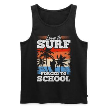 Surf Surfeur d’eau amour pour surfer forcé à l’école - Débardeur bio Premium Homme - noir - Devant - Michal (187cm)