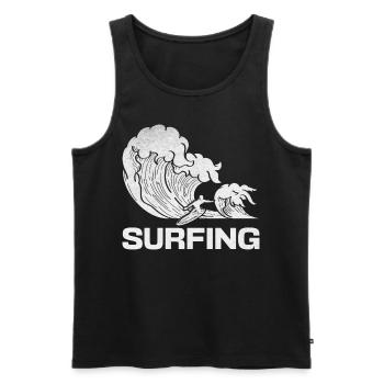 Surfer Surfing Water Surfing Surfboard Surfer Wave - Men's Premium Organic Tank Top - black - Front - AI Model Male 178 light (178cm)