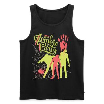 Zombie-Party, lustiger Spruch mit Zombies, Spinne - Männer Premium Bio Tank Top - Schwarz - Vorne - AI Model Male 178 light (178cm)