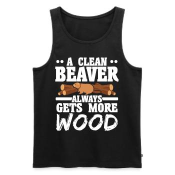 Un castor propre devient de plus en plus animal de bois - Débardeur bio Premium Homme - noir - Devant - AI Model Male 178 light (178cm)