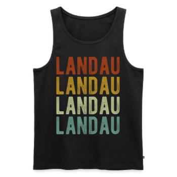 Landau Stadt Retro Vintage - Männer Premium Bio Tank Top - Schwarz - Vorne - Michal (187cm)