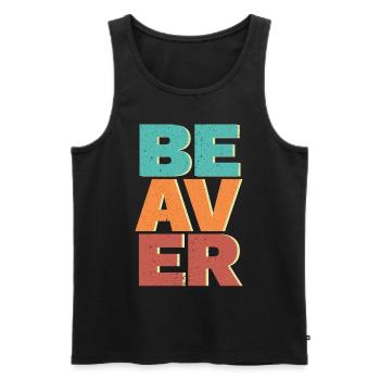 Retro Beaver Wildlife Animal Canada Dam Rodent - Men's Premium Organic Tank Top - black - Front - Michal (187cm)