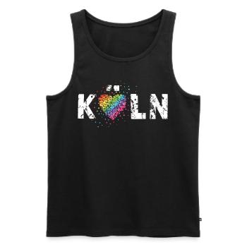 Köln LGBTQ Community Pride Regenbogenfahne Queer - Männer Premium Bio Tank Top - Schwarz - Vorne - Michal (187cm)