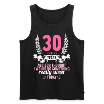 30 years ago God thought good 30 birthday - Men's Premium Organic Tank Top - black - Front - AI Model Male 178 light (178cm)