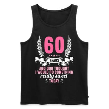 60 years ago God thought good 60 birthday - Men's Premium Organic Tank Top - black - Front - AI Model Male 178 light (178cm)