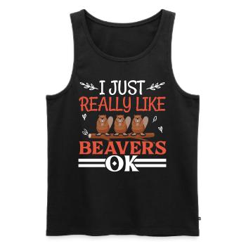 Ich mag Biber einfach sehr gerne Ok Wildtier Biber - Männer Premium Bio Tank Top - Schwarz - Vorne - Michal (187cm)