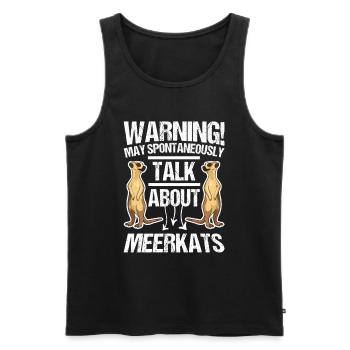 Warning May spontaneously talk about Meerkats - Men's Premium Organic Tank Top - black - Front - AI Model Male 178 light (178cm)